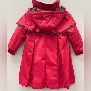 Rothschild Girls Red dress coat (4) Holiday formal velvet bow collar snap